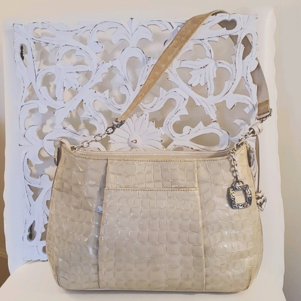 Brighton Cream Patent Croco Bag